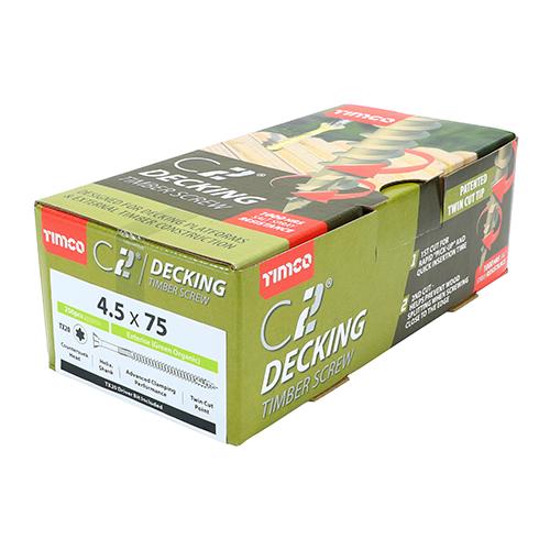 TIMco 4.5 x 75mm C2 Green Countersunk Decking Screw Qty 250 Box Price Comparisons | Compare The Build