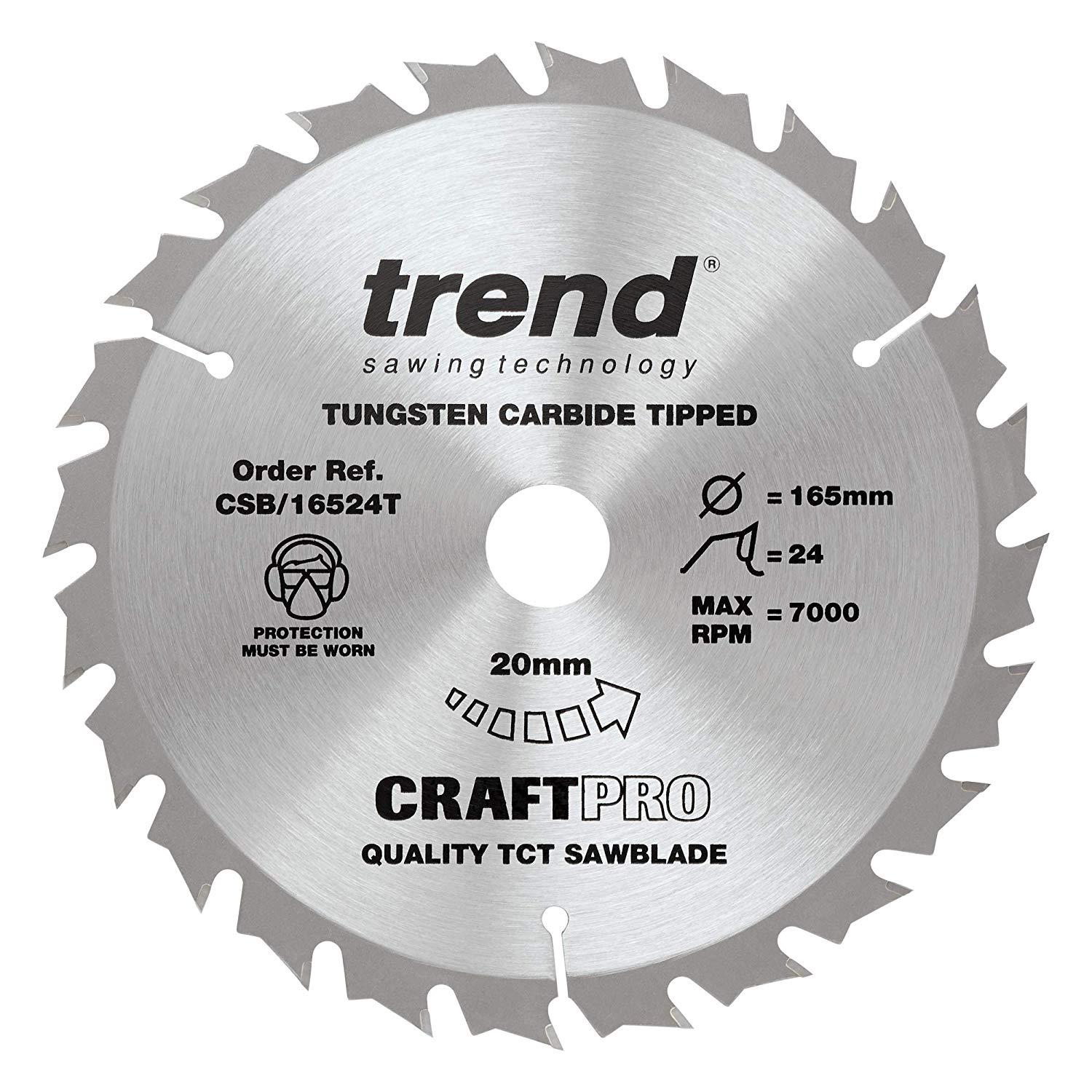 Trend CSB/16524T TCT Craft Saw Blade 165mm x 24T x 20mm Thin Price Comparisons | Compare The Build