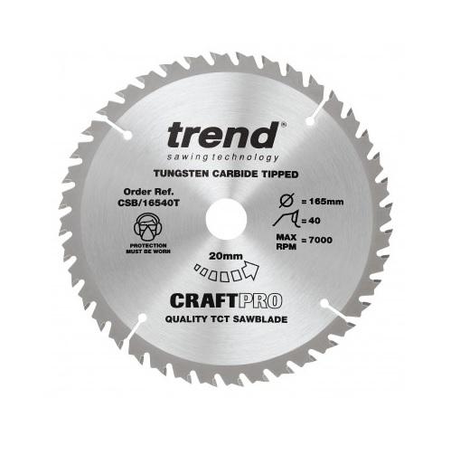 Trend CSB/16540T TCT Craft Saw Blade 165mm x 40T x 20mm Thin Price Comparisons | Compare The Build