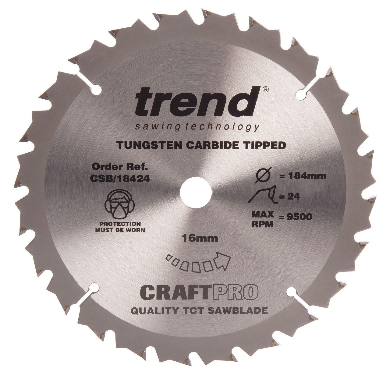 Trend CSB/18424 TCT Craft Saw Blade 184mm x 24T x 16mm Price Comparisons | Compare The Build