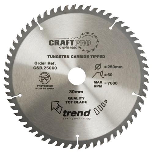 Trend CSB/25060 TCT Craft Saw Blade 250mm x 60T x 30mm Price Comparisons | Compare The Build