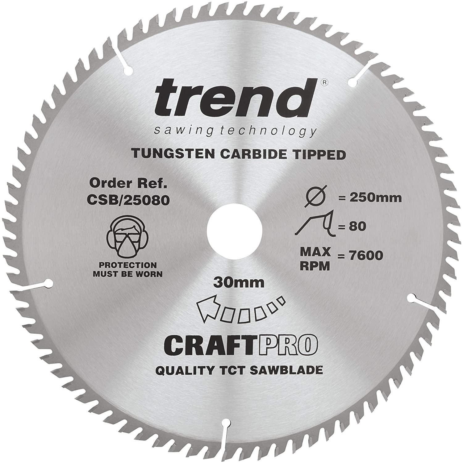 Trend CSB/25080 TCT Craft Saw Blade 250mm x 80T x 30mm Price Comparisons | Compare The Build