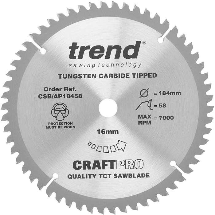 Trend CSB/AP18458A Craft Saw Blade Aluminium & Plastic 184mm x 58T x 30 Bore Price Comparisons | Compare The Build