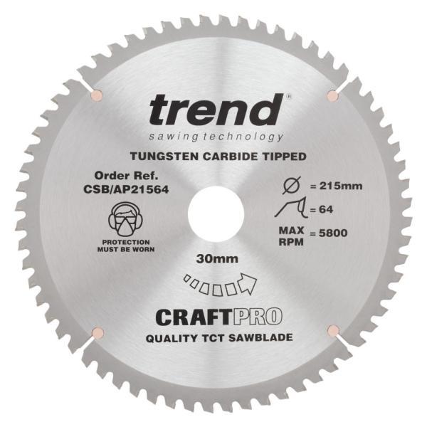 Trend CSB/AP21564 Craft Saw Blade Aluminium & Plastic 215mm x 64T x 30mm Price Comparisons | Compare The Build