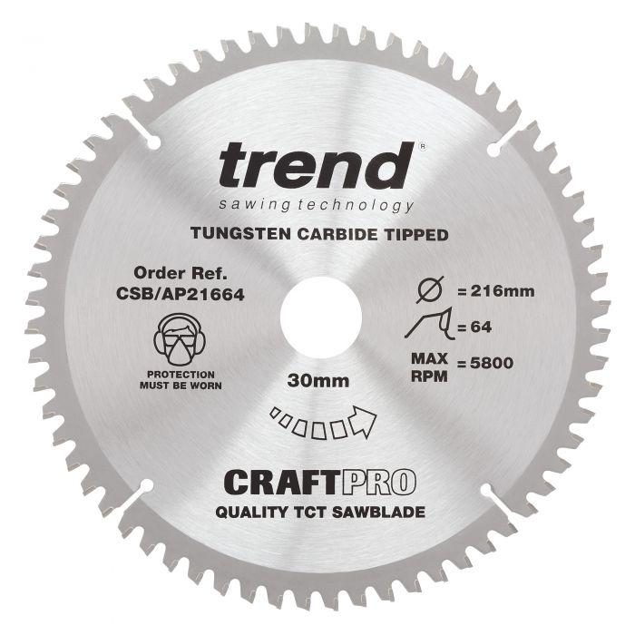 Trend CSB/AP21664 Craft Saw Blade Aluminium & Plastic 216mm x 64 Teeth x 30mm Price Comparisons | Compare The Build