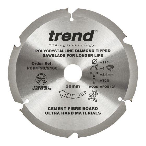 Trend PCD/FSB/2166 Fibreboard PCD Saw Blade 216mm x 6T x 30mm Price Comparisons | Compare The Build