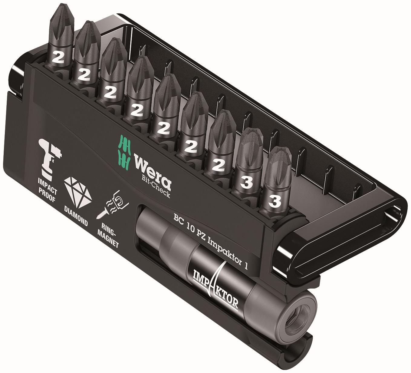 Wera Bit-Check 10 Piece PZ Impaktor 1 TriTorsion Long Life Pozidriv Bit Set Price Comparisons | Compare The Build