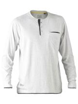 Bisley Workwear Flex & Move Cotton Henley Shirt Grey Bisley Workwear Flex & Move Cotton Henley Shirt Grey