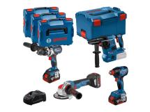 Bosch 4 Piece Combo Kit With 3x 5Ah Batteries