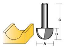 CARBITOOL CORE BOX ROUTER BIT 1/2inch 1/2inch SHANK