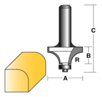 CARBITOOL ROUND OVER ROUTER BIT 3/4Inch W/BEARING 1/2Inch SHANK