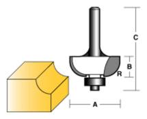 CARBITOOL COVE ROUTER BIT 1/4inch W/BEARING 1/2inch SHANK