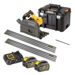 DeWALT DCS520T2 FULL KIT 54V XR FLEXVOLT Plunge Saw With 2x 6Ah Batteries & 2 Guide Rails DeWALT DCS520T2 FULL KIT 54V XR FLEXVOLT Plunge Saw With 2x 6Ah Batteries & 2 Guide Rails
