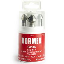 Dormer G2361 HSS Straight Shank 90° Countersink 6 Piece Set