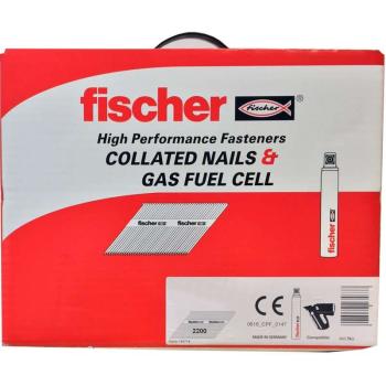Fischer 51mm Collated Ring Shank Nails & 3 Gas Fuel Cells Galv (Box of 3300)