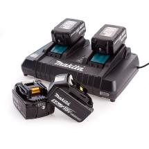 Makita 197627-6 Dual Port Charger with Four BL1850B 18V 5 Ah Batteries, Black