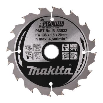 Makita B-33532 136mm x 20mm x 16T Specialized Circular Saw Blade Makita B-33532 136mm x 20mm x 16T Specialized Circular Saw Blade