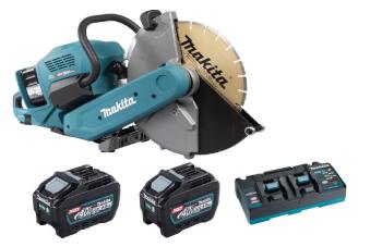 Makita CE001GT201 80Vmax XGT BL 355mm/14In Power Disc Cutter With 2x 5ah Batteries & Twin Charger Makita CE001GT201 80Vmax XGT BL 355mm/14In Power Disc Cutter With 2x 5ah Batteries & Twin Charger