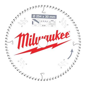 Milwaukee 254mm 80T Aluminium Cutting Mitre Saw Blade