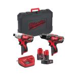Milwaukee M12BB2B421C 12v Cordless Twin Pack (M12BPD, M12BID) Milwaukee M12BB2B421C 12v Cordless Twin Pack (M12BPD, M12BID)