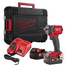 Milwaukee M18FIW2F12-502X M18 Compact Impact Wrench With 2x 5Ah Batteries