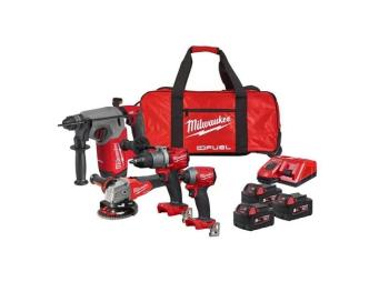 Milwaukee M18FPP4Z-503B 4 Piece Combo Kit With 3x 5Ah Batteries Milwaukee M18FPP4Z-503B 4 Piece Combo Kit With 3x 5Ah Batteries