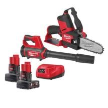 Milwaukee M12FPP2OP1-602 12V Hatchet Pruning Saw & Blower Kit With 2x 6Ah Batteries