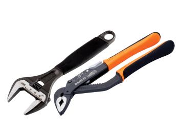 Bahco 218mm Adjustable Wrench & 250mm Waterpump Plier Twin Set