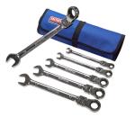 Faithfull Ratchet Combination Spanner 6 Piece Set in Tool Roll Faithfull Ratchet Combination Spanner 6 Piece Set in Tool Roll