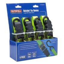 Faithfull 5m x 25mm Ratchet Tie Downs 4 Piece Set Faithfull 5m x 25mm Ratchet Tie Downs 4 Piece Set