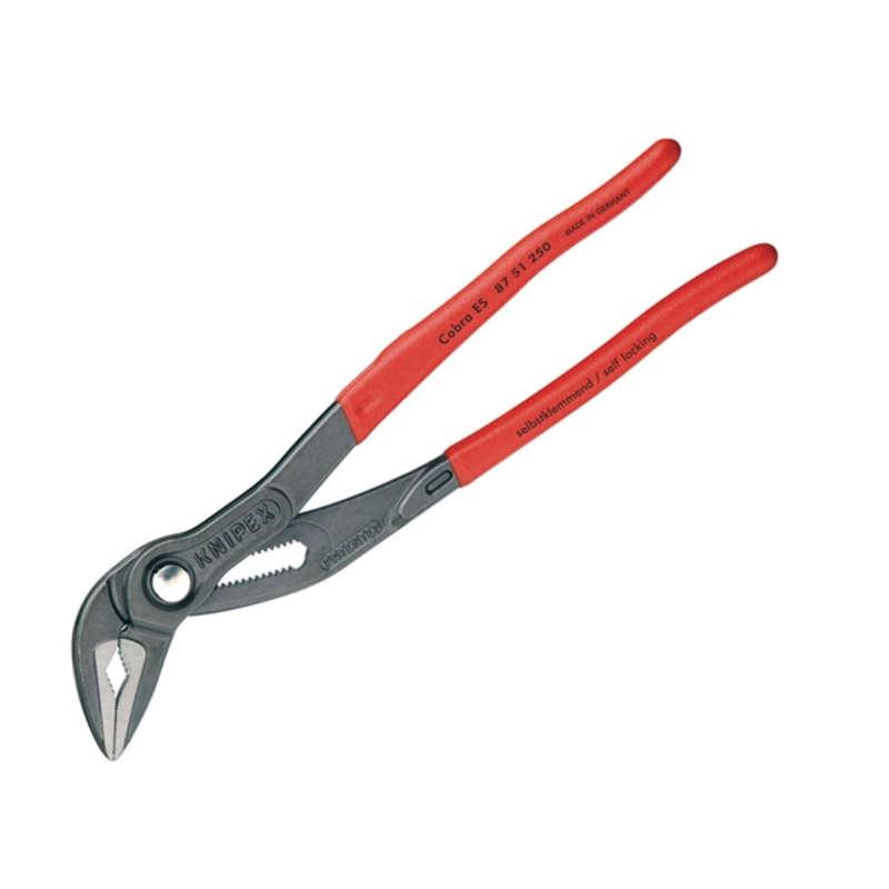 Knipex Wasserpumpenzange Cobra ES, 87 51 250, extra schlank, Druckknopf-Einstellung, Griffe kunststoffüberzogen, 250 x 36mm – Böttcher AG Knipex Wasserpumpenzange Cobra ES, 87 51 250, extra schlank, Druckknopf-Einstellung, Griffe kunststoffüberzogen, 250 x 36mm – Böttcher AG