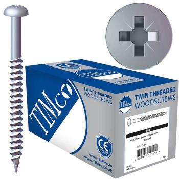 TIMco Twin Thread Zinc Round Head Pozi Woodscrew 8 x 11/2 Qty 200 TIMco Twin Thread Zinc Round Head Pozi Woodscrew 8 x 11/2 Qty 200
