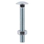 TIMco M10 x 180mm Carriage Bolt With Hex Nut - Zinc Qty 25 TIMco M10 x 180mm Carriage Bolt With Hex Nut - Zinc Qty 25