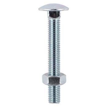 TIMco M10 x 65mm Carriage Bolt With Hex Nut - Zinc Qty 50 TIMco M10 x 65mm Carriage Bolt With Hex Nut - Zinc Qty 50