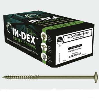 TIMco 8.0 x 400mm In-Dex Wafer Head Green Timber Framing Screws Qty 25 TIMco 8.0 x 400mm In-Dex Wafer Head Green Timber Framing Screws Qty 25