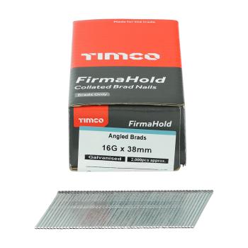 TIMco FirmaHold Angled 16g x 45mm Galvanised Brads No Gas Qty 2000 TIMco FirmaHold Angled 16g x 45mm Galvanised Brads No Gas Qty 2000