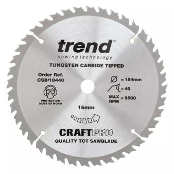 Trend CSB/18440 TCT Craft Saw Blade 184mm x 40T x 16mm