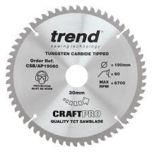 Trend CSB/AP19060 Craft 190mm x 60 Teeth x 30mm Saw Blade For Aluminium & Plastic