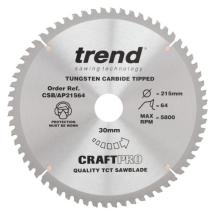 Trend CSB/AP21564 Craft Saw Blade Aluminium & Plastic 215mm x 64T x 30mm