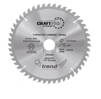 Trend CSB/CC21548 TCT Craft Saw Blade Crosscut 215mm x 48T x 30mm