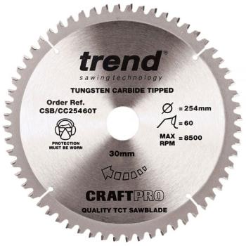Trend CSB/CC25460T Craft Saw Blade Crosscut 254mm x 60T x 30mm Thin