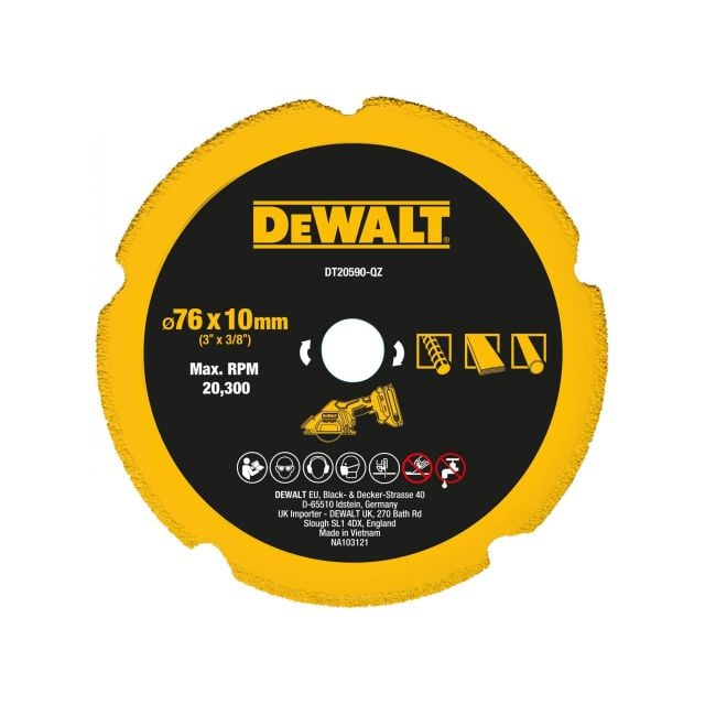 DeWALT DT20590-QZ 76mm Diamond Multi Material Wheel Fits DCS438