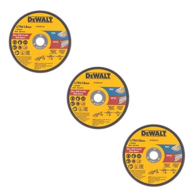 DeWALT DT20592-QZ 75mm Bonded Abrasive Cutting Wheels Fits DCS438 Pack Of 3