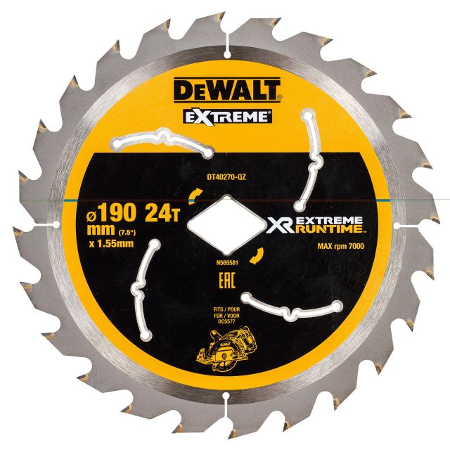 DeWALT DT40270-QZ XR 190mm x Diamond Bore x 24T Circular Saw Blade