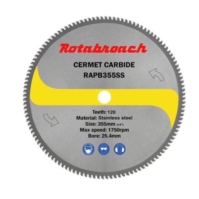 Rotabroach RAPB355SS 355mm Cermet Tipped Stainless Steel Cutting Blade