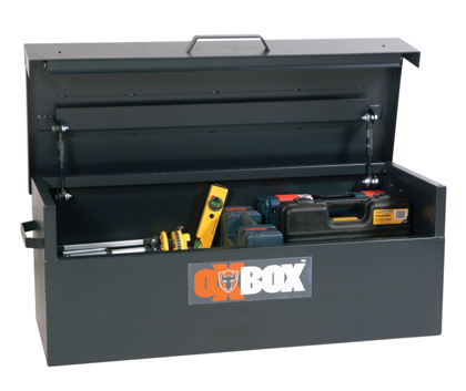 Armorgard Oxbox/></p> The Oxbox is a lighter duty range of tool vaults designed for lower risk and lower budget situations<br />
Keyed alike 5-lever deadlocks both sides with heavy duty chubb-style keys, welded security id numbers<br />
Strong gas struts fitted as standard - conform to industry standards<br />
Suitable for sites and vans<br />
Steel plate construction with durable powder coated finish<br />
OX2	truck box		<br />
Outer dimensions 1215x490x450	<br />
Inner Dimensions 1130x425x440		</div>
            </div>
        </div>
                    <div class=
