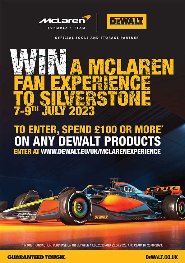 Win a Mclaren F1 Fan Experience to Silverstone with DeWALT
