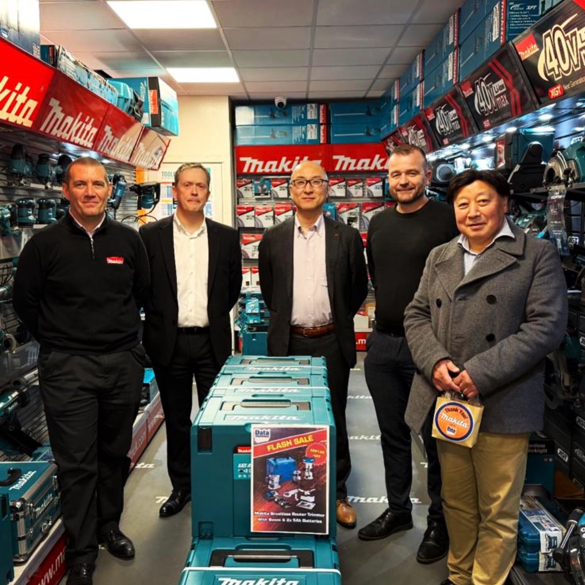 Makita leadership team visiting the Data Powertools Cardiff store