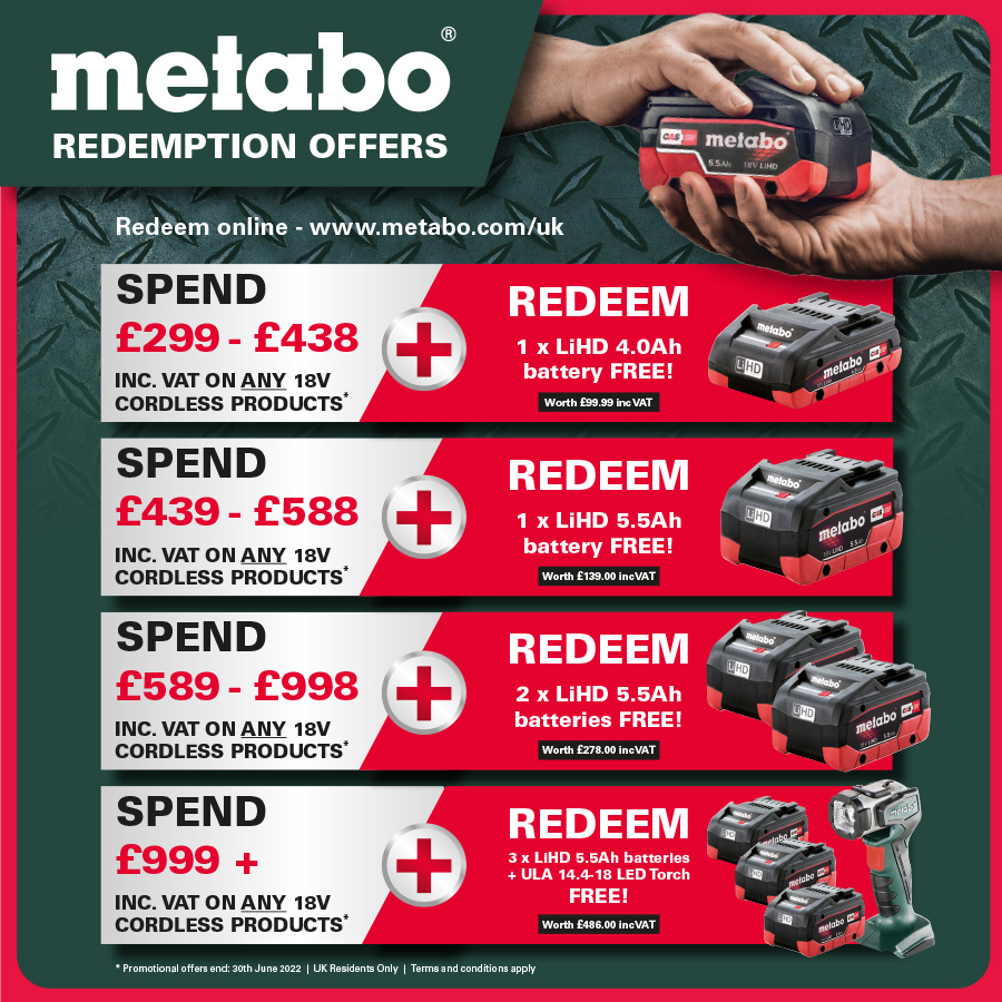 Metabo Battery Redemption Offers 2022