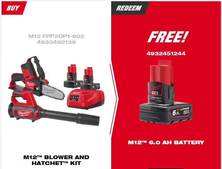 Milwaukee M12FPP2OP1602 12V Hatchet Pruning Saw & Blower Kit With 2x